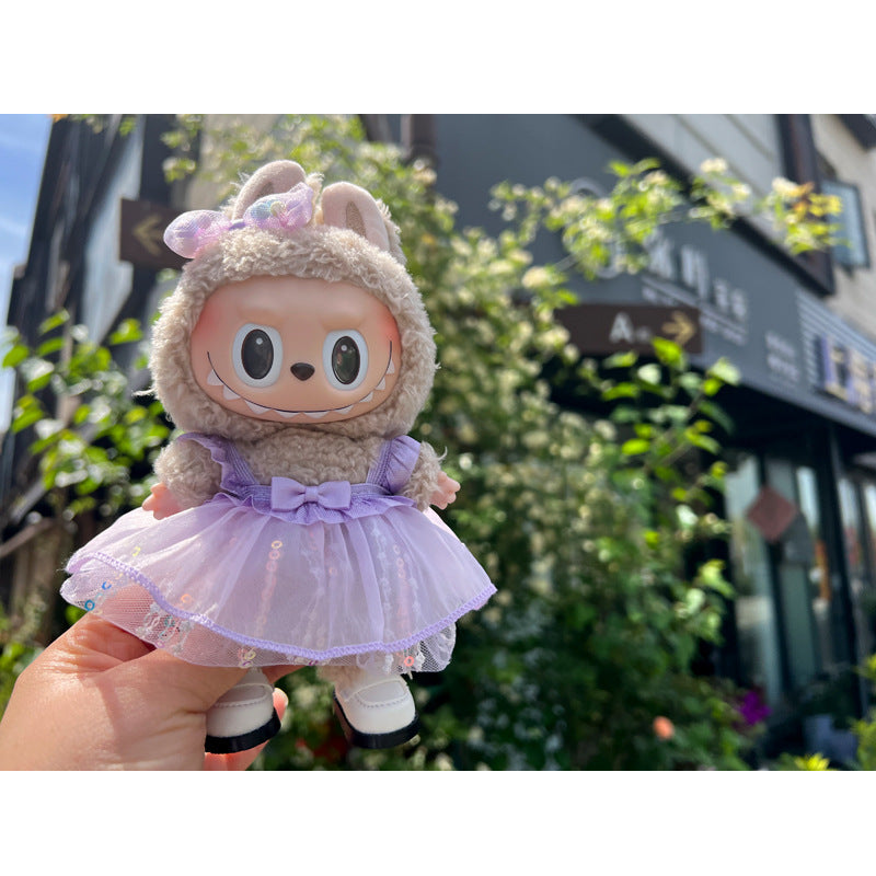 Designed for Labubu Clothes, Adorable Chic Dress Set comptible with 17cm Labubu Dolls, Doll Clothes Compatible with Labubu Accessories (NO Doll)