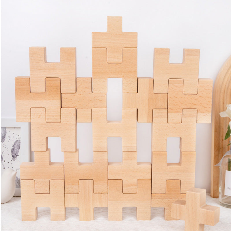 B019 Wooden Rainbow Building Blocks Cube Gem Stacking Blocks Toys