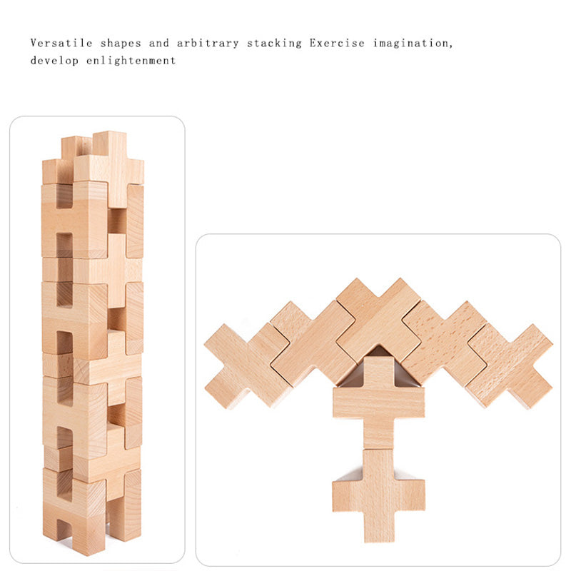 B019 Wooden Rainbow Building Blocks Cube Gem Stacking Blocks Toys