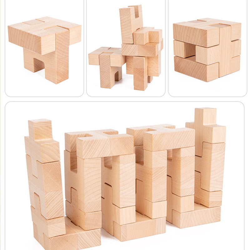 B019 Wooden Rainbow Building Blocks Cube Gem Stacking Blocks Toys