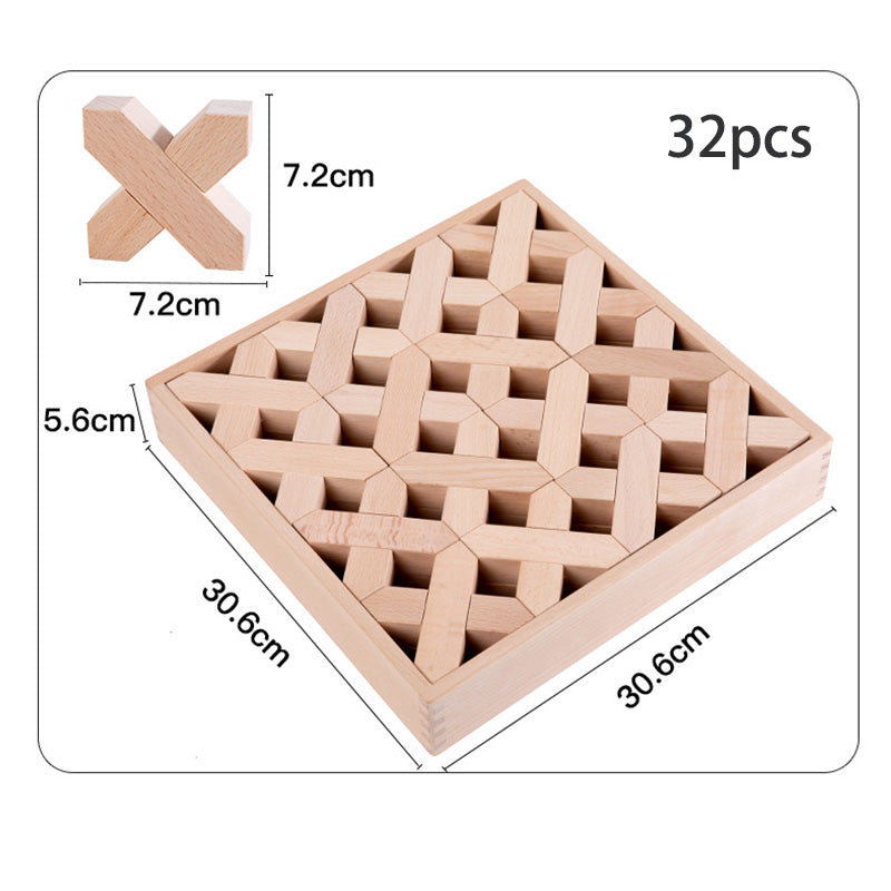 B019 Wooden Rainbow Building Blocks Cube Gem Stacking Blocks Toys