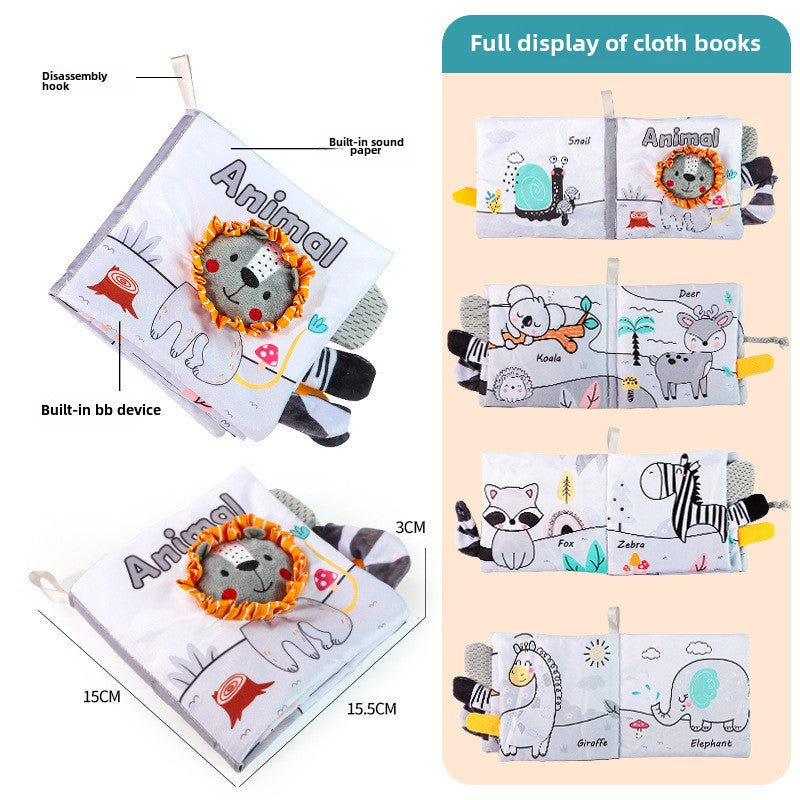 Baby Books Toys, High Contrast Black and White Books Non Toxic Fabric Touch and Feel Crinkle Cloth Books Early Educational Stimulation Toys for Infants Toddlers, Baby Gift Soft Toys Mirror