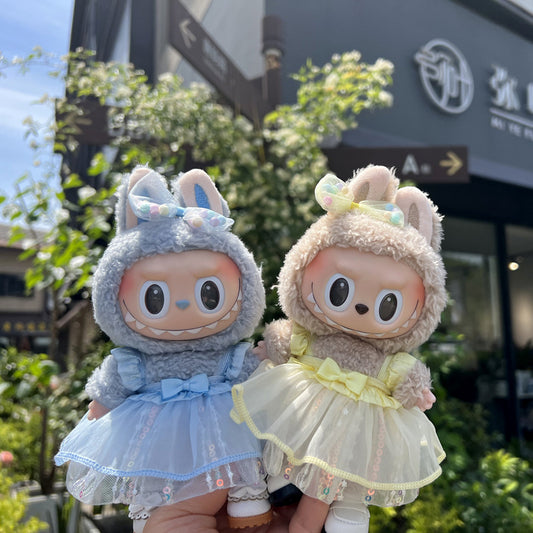 Designed for Labubu Clothes, Adorable Chic Dress Set comptible with 17cm Labubu Dolls, Doll Clothes Compatible with Labubu Accessories (NO Doll)
